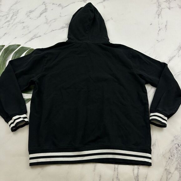 Tomboy X Pullover Hoodie Sweatshirt Size XL Black White Stripe Trim Front Pocket - Picture 7 of 11